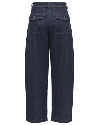 Only - ONLClair MW Barrel Jeans - Dark Blue Denim